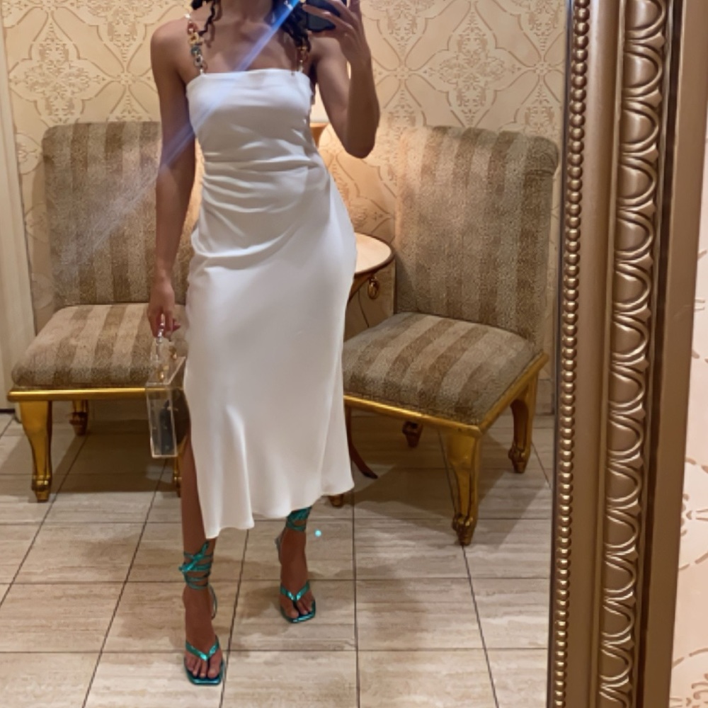 Zara midi slip dress with strap details